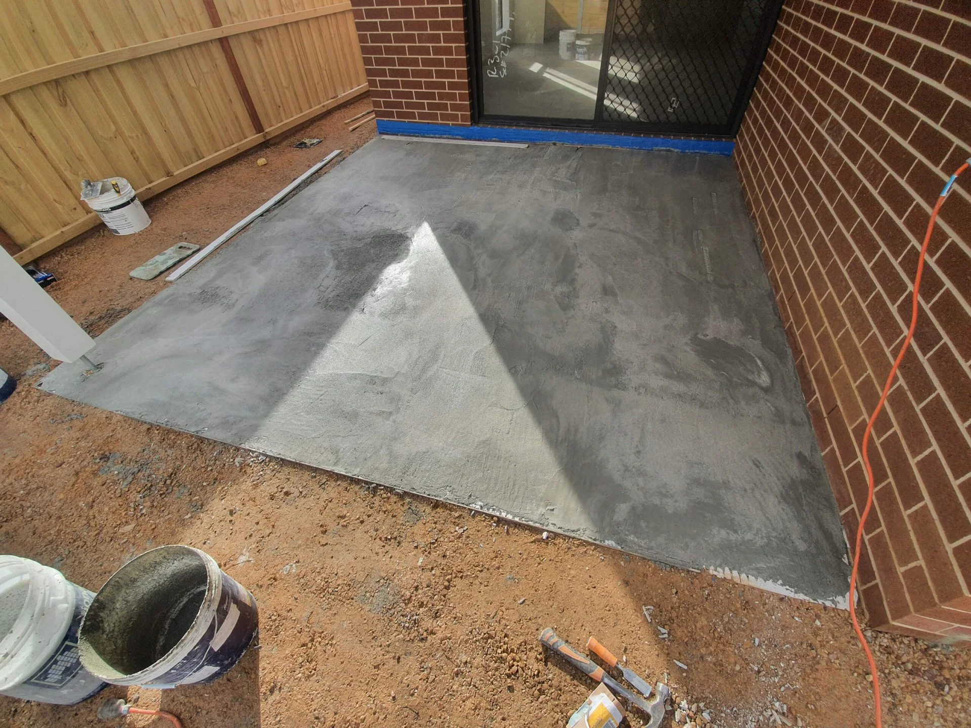 Screed complete in alfresco ready to tile